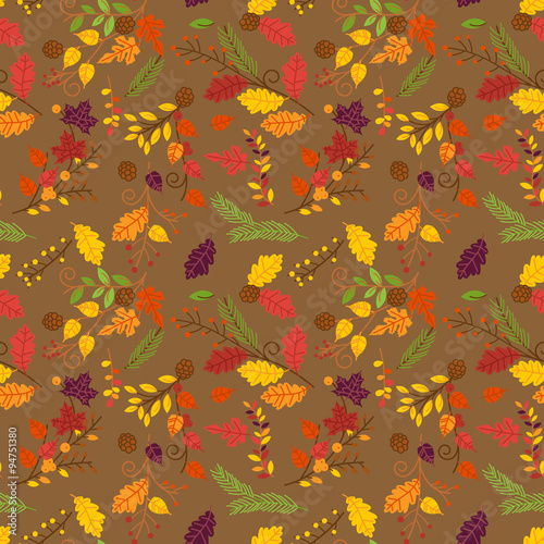 Fall, Autumn or Thanksgiving Vector Flower Pattern - Seamless and Tileable