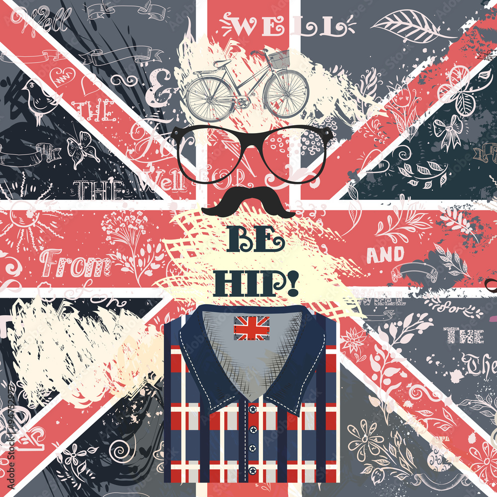 Creative hipster background with hand sketched doodles and hipst