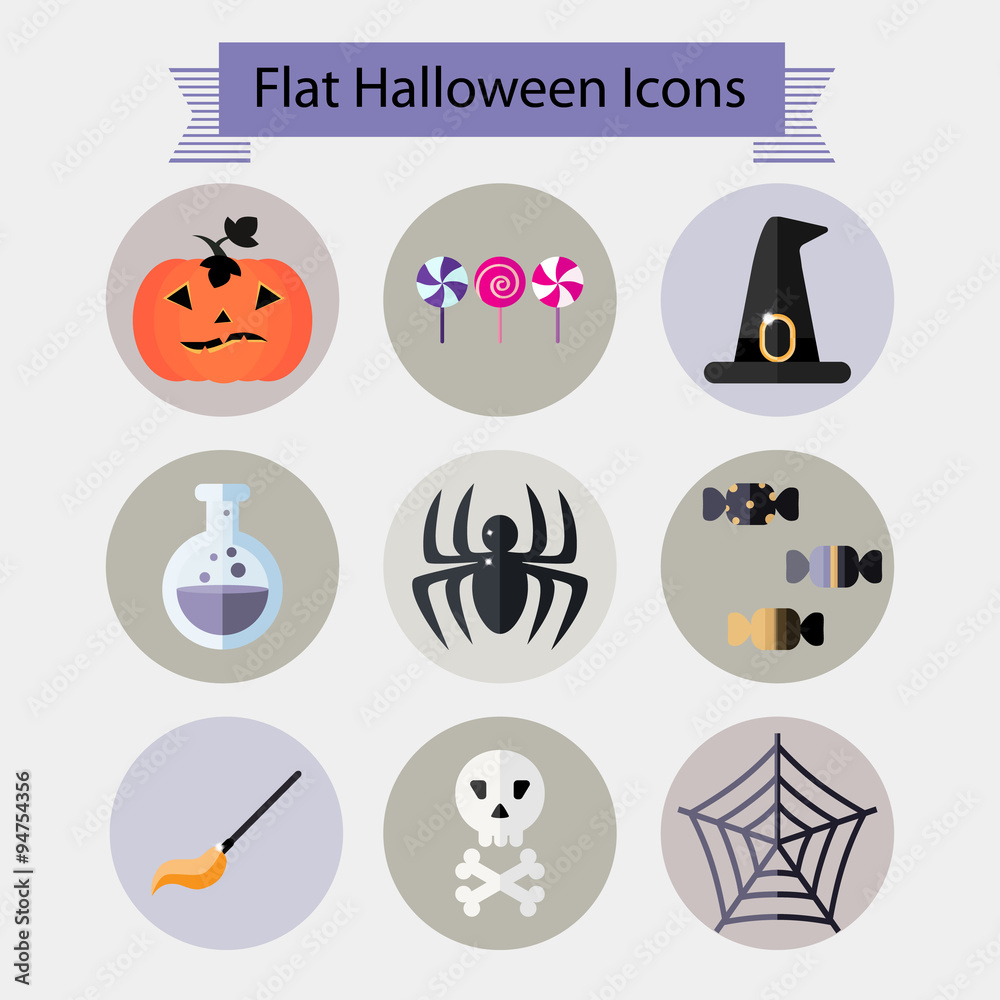 Fototapeta premium Flat halloween icons set 2