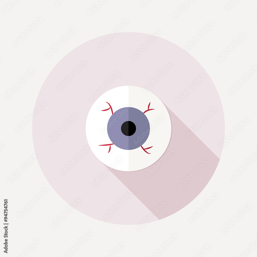 Flat design eyeball icon with long shadow Flat design eyeball icon with long shadow