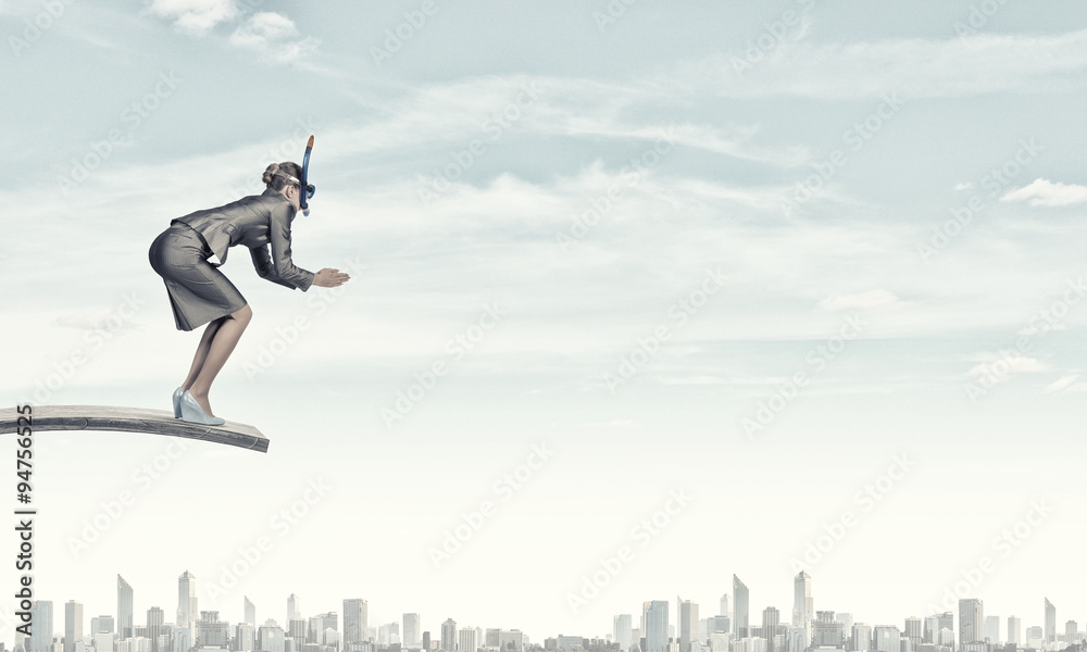 Businesswoman diver. Concept image Businesswoman diver. Concept image