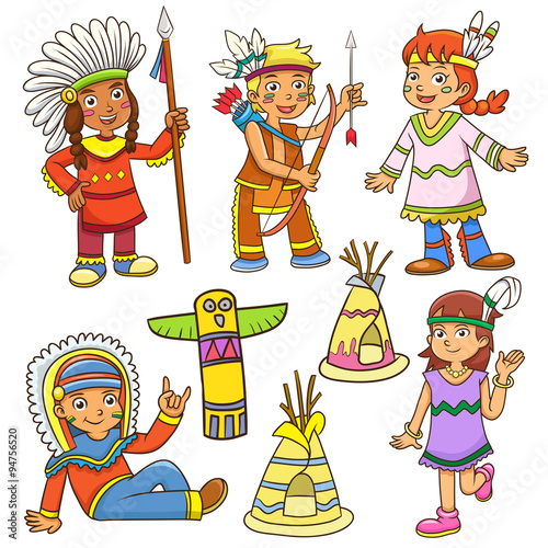 illustration of red indian cartoon.