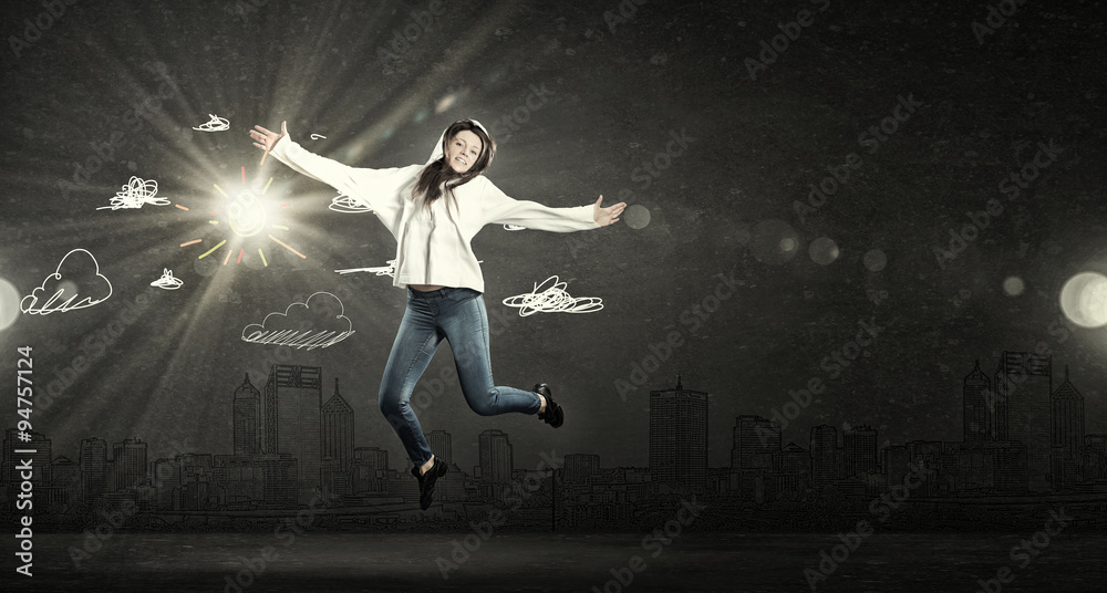 Dancer girl in jump Dancer girl in jump