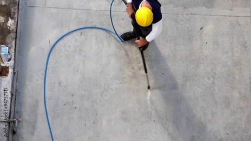 washing the pavement, aerial view