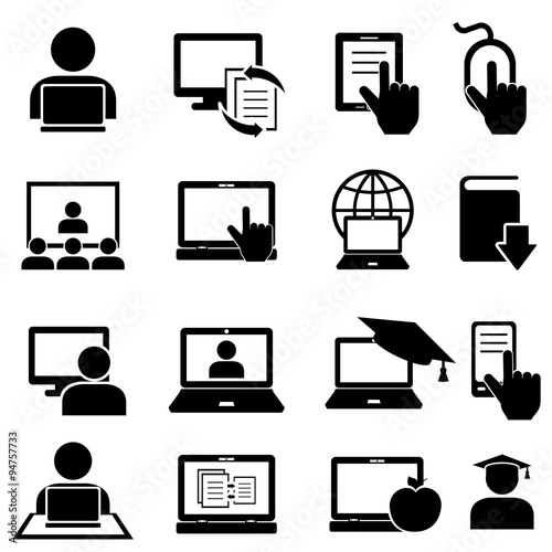 Online education and learning icons