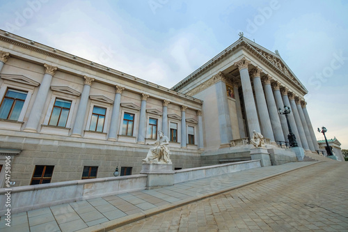 The historic building of the Austrian Parliament in Vienna
