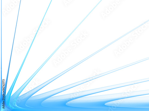 Abstract pattern on a white background.Blue rays diverging from the lower left corner. Fractal