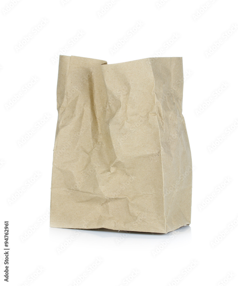 Brown Paper Bag Isolated on a White Background.