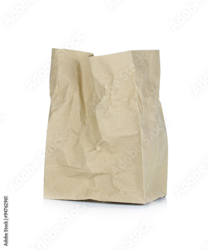 Brown Paper Bag Isolated on a White Background.