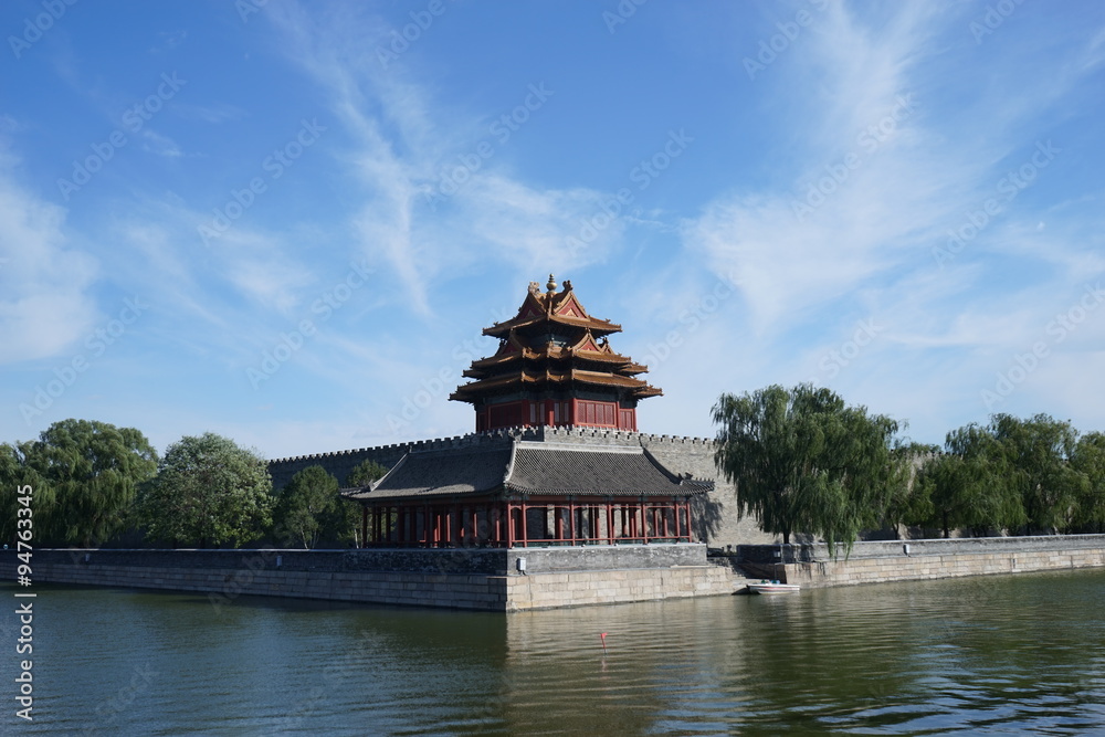 The west corner tower, the Forbidden City in Beijing The west corner tower, the Forbidden City in Beijing
