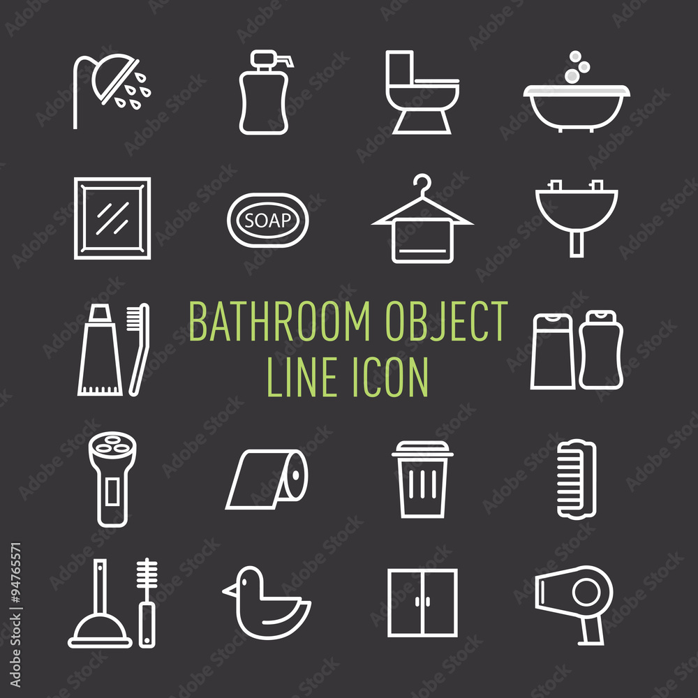 set of bathroom object line icon set of bathroom object line icon