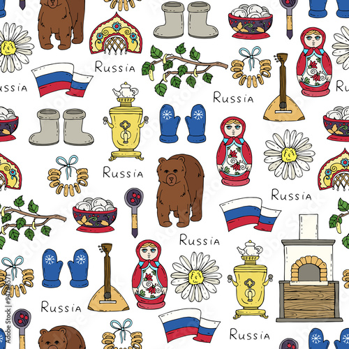 Vector seamless pattern on the theme of Russia