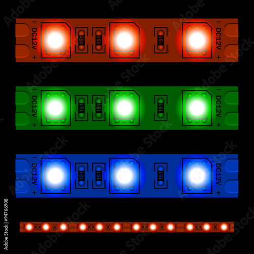 EPS10 vector glowing LED light strip seamless