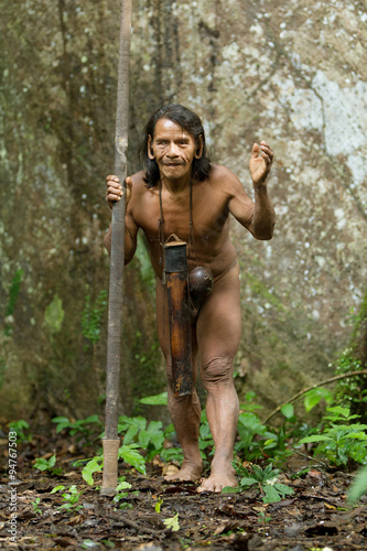 Huaorani Indigenous Hunter In Amazon Basin