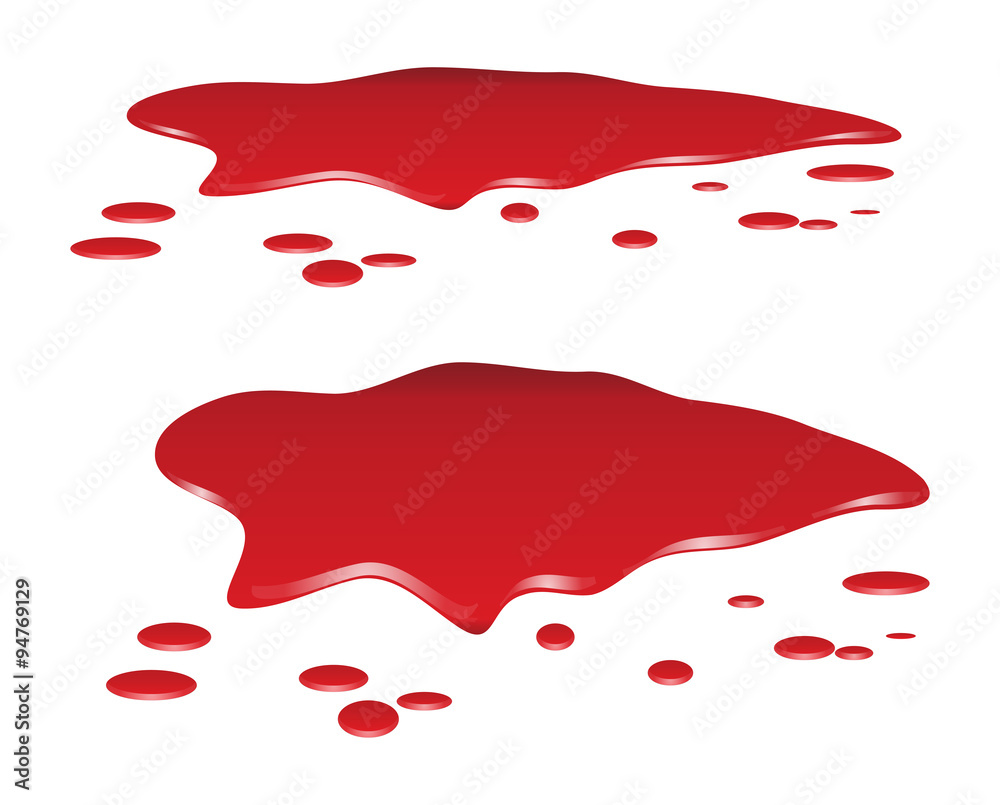 Vecteur Stock Blood puddle set, red drop, blots, stain, plash od blood