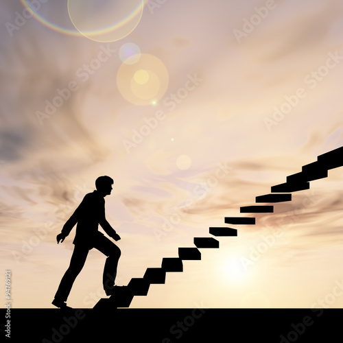 Conceptual business man climbing a stair