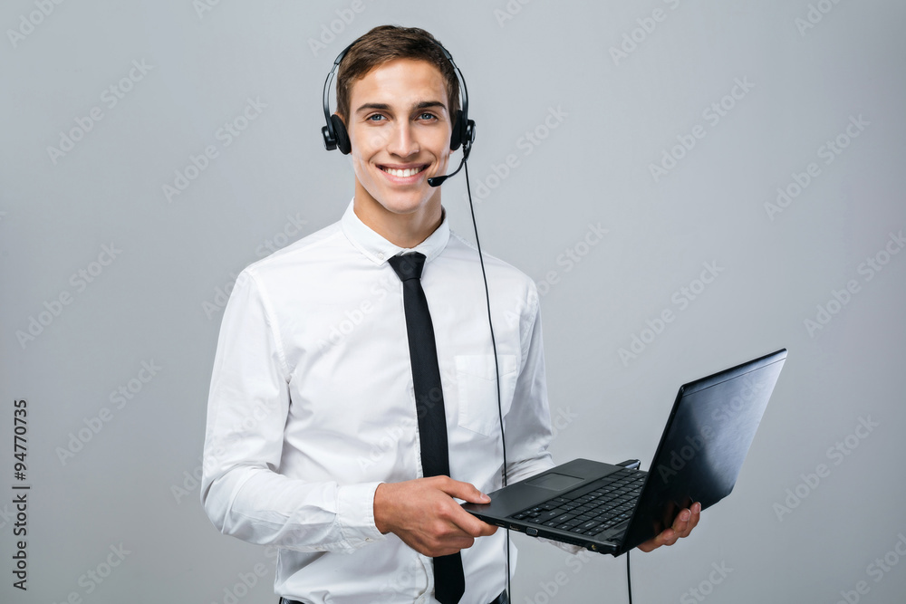 Concept for male call center operator Concept for male call center operator