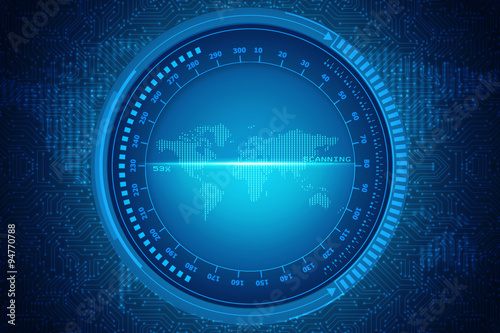 Digital world map , Globalization, Hi tech and synchronization