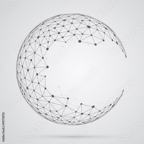 Global mesh sphere. Abstract geometric shape with spherical seve