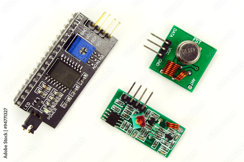 Electronic components on a white background Electronic components on a white background