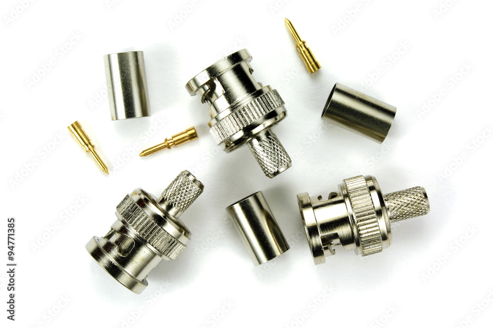 BNC connector for crimping on a white background