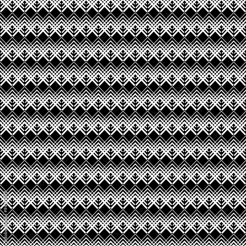 Seamless black and white decorative vector background with lines