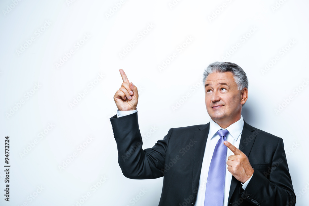 Concept for aged businessman on white background Concept for aged businessman on white background