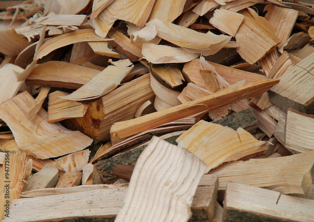 A Joiners Pile of Wood Shavings and Off Cuts.