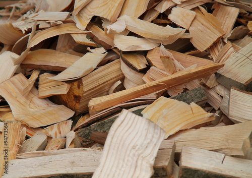 A Joiners Pile of Wood Shavings and Off Cuts.