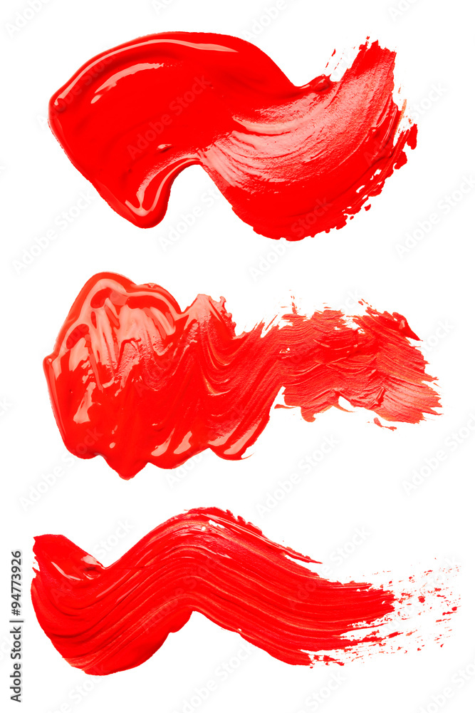 Set of strokes of red paint Set of strokes of red paint