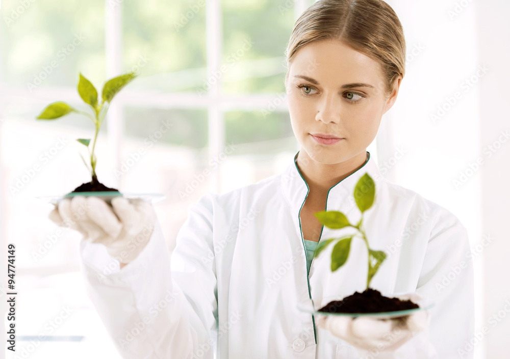 Young biologist experimenting in laboratory Young biologist experimenting in laboratory