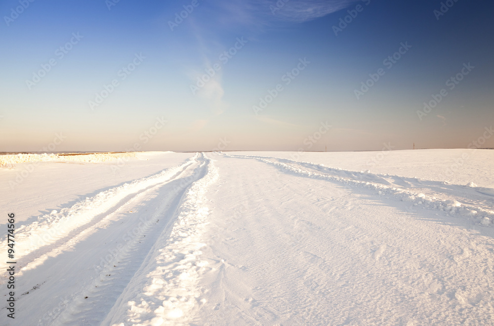 winter road .  track.