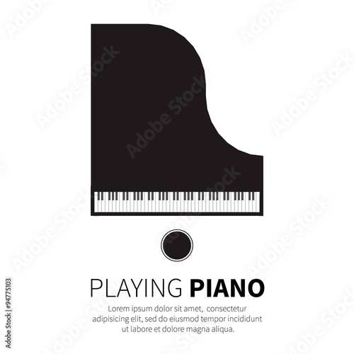 Grand piano and chair. Music instrument. Vector illustration