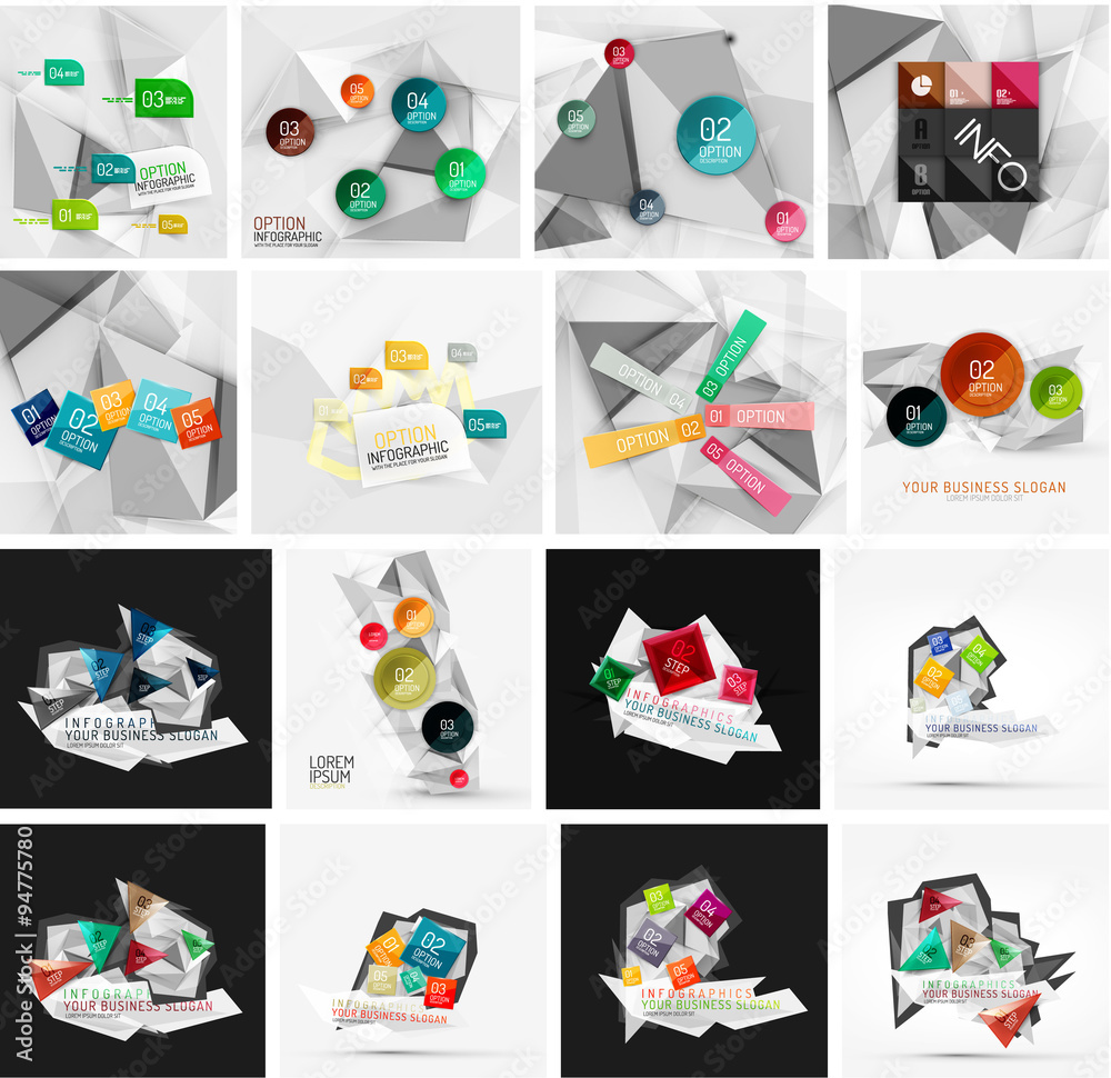 Set of abstract geometric infographic banner templates