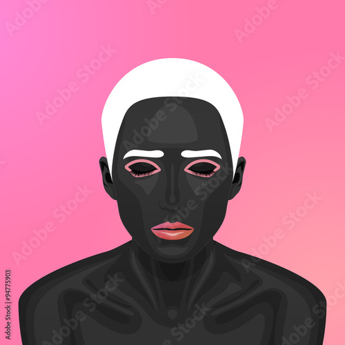 Beauty Woman with pink Lips and closed Eyes