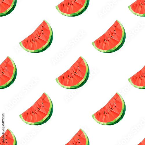 Fototapeta Naklejka Na Ścianę i Meble -  Geometric polygonal fruit – slice of watermelon. Vector illustration