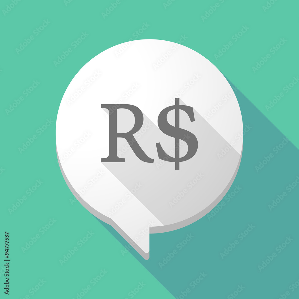 Long shadow comic balloon with a brazillian real currency sign