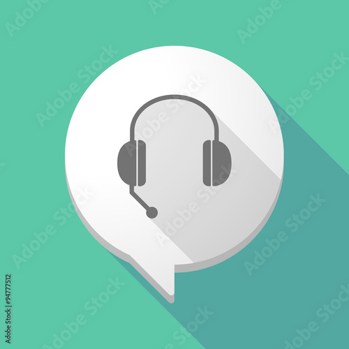 Long shadow comic balloon with  a hands free phone device