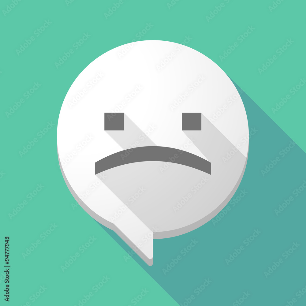 Long shadow comic balloon with a sad text face