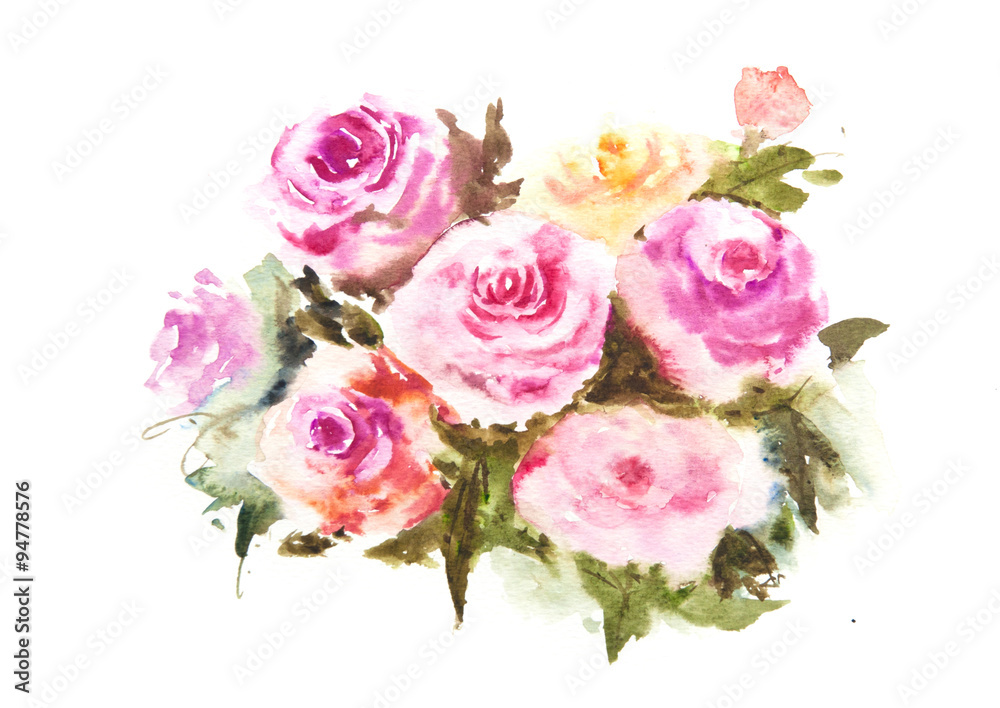 Roses , watercolor painting