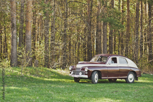 Vintage car on a green meadow 4041.
