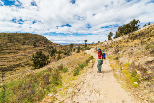 Woman on Island of the Sun, Titicaca Lake, Bolivia