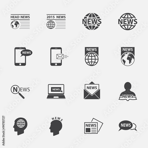 news symbol icons set.