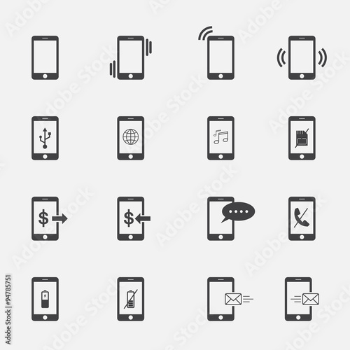 phone symbol icons set. © sweetjinkz