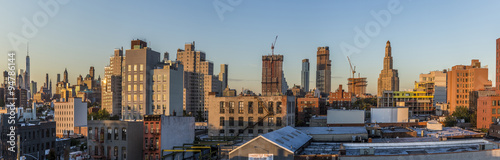 skyline of New York in sunset