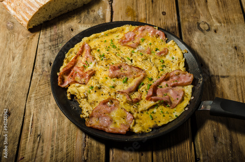 Rustic omelette with famous Prague ham