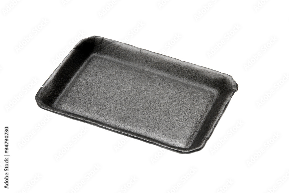 Black empty food tray isolated on white background. Black empty food tray isolated on white background.