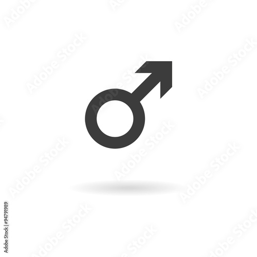 Dark grey icon for male (man) on white background with shadow