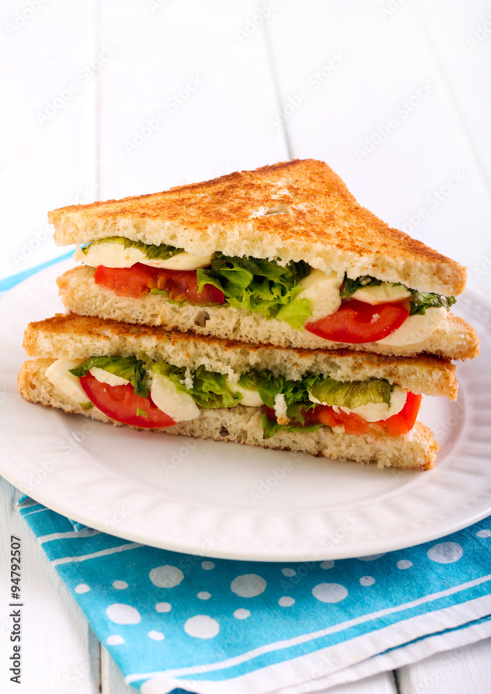 Mozzarella and tomato grilled sandwich Mozzarella and tomato grilled sandwich
