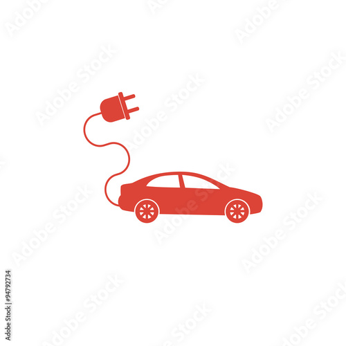 electric car icon. Flat design style
